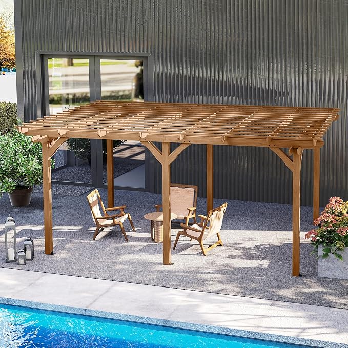 Outsunny 12' x 16' Outdoor Pergola, Wood Gazebo Grape Trellis - Image 9