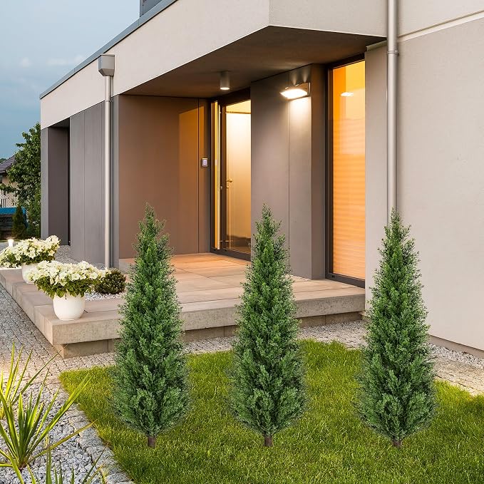 2 Pack 4ft Artificial Cedar Topiary Trees - Image 6