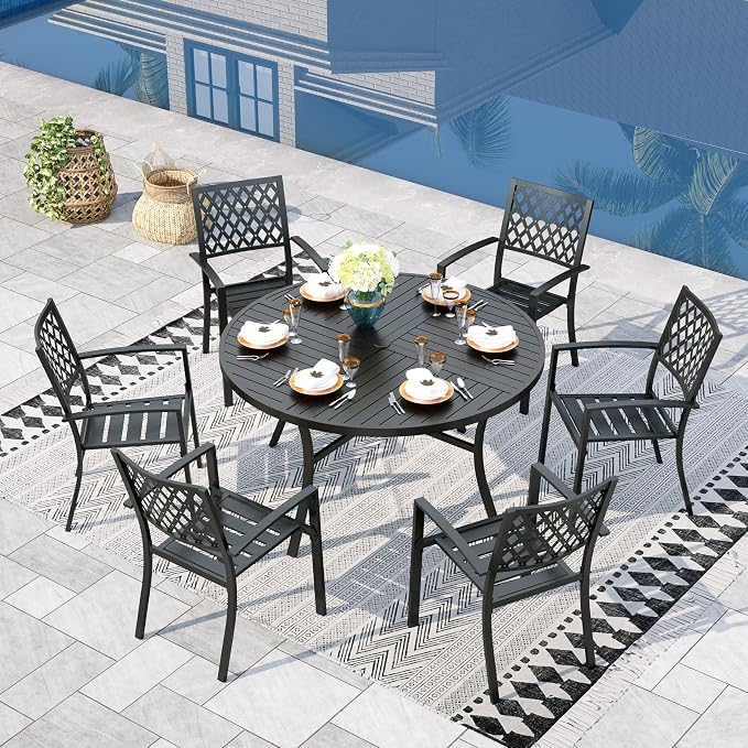 Sophia & William Round Patio Table and Chairs Set, Outdoor Dining Set by SophiaWilliam