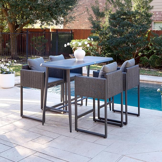 PURPLE LEAF Outdoor Counter Height Bar Stools Elliptical Leg Set of 2 Patio Bar by PURPLELEAF