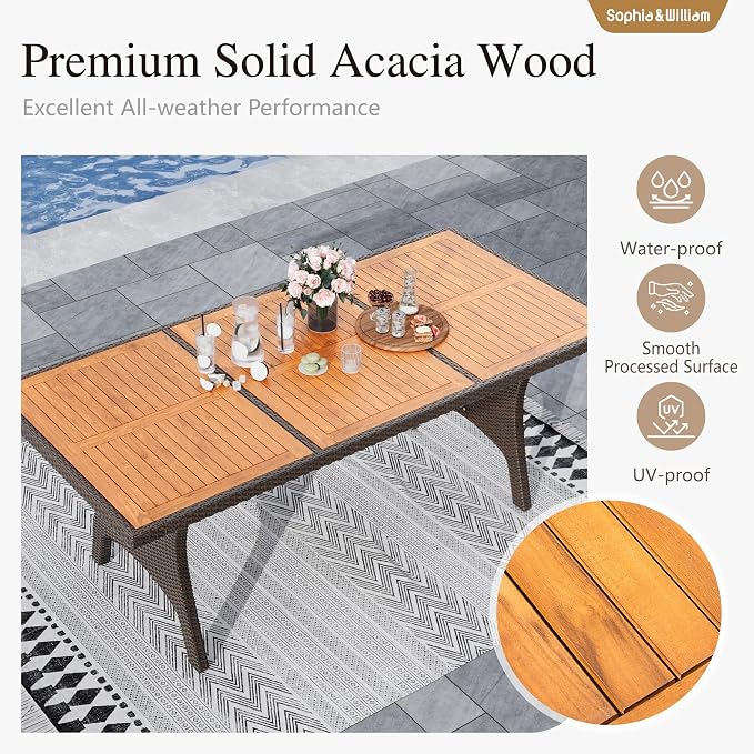 Sophia & William 7 Piece Patio Dining Set, Patio Table and Chairs Set Outdoor - Image 3