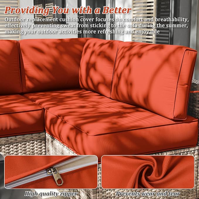 14 Pcs Outdoor Cushion Slipcovers Outdoor Patio Cushion Covers Replacement - Image 3