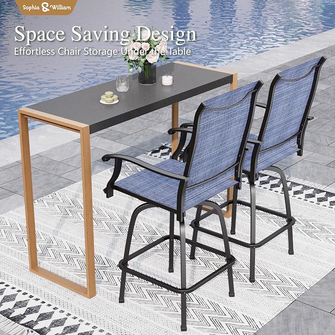 Sophia & William Outdoor Bar Set, Patio Bar Table and Chairs Set, Bar Height - Image 2