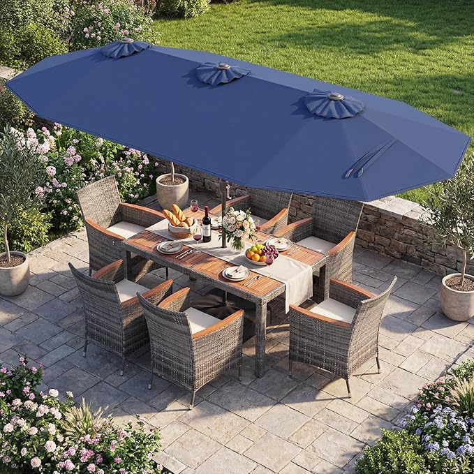 Tangkula 9 Piece Rattan Outdoor Dining Set - Image 2