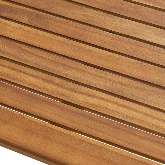 Polaris Outdoor Minimalist Acacia Wood Rectangle Bar Table - Image 9