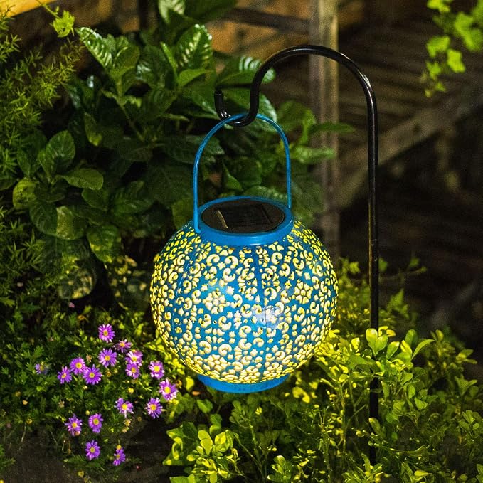 Homeimpro Solar Big Lanterns Outdoor Waterproof Garden Gifts Mom, Metal Table - Image 6