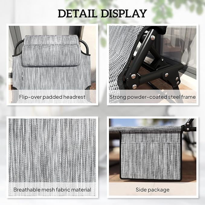 Outsunny Folding Chaise Lounge - Image 6