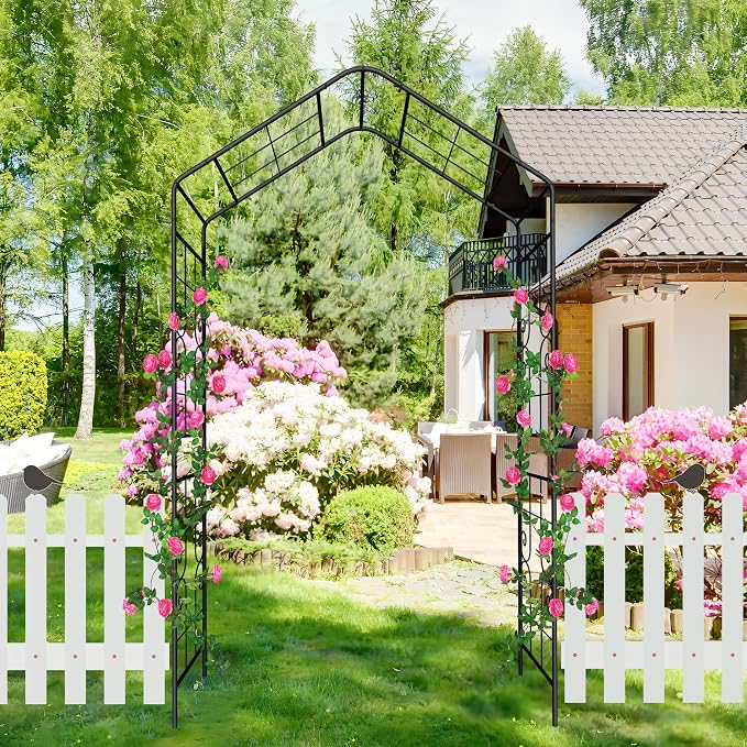 Garden Arbor, 8FT Metal Arbor Trellis - Image 2