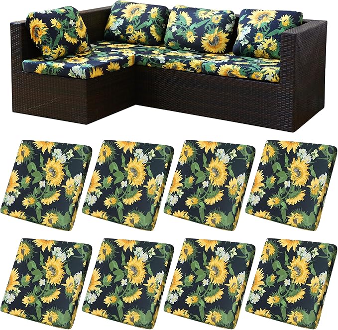 8Pcs Stretch Patio Cushion Covers, Outdoor Couch Covers Replacement, Outdoor by BIETYONE