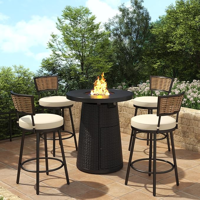 PIZZELLO 5-Piece Patio Swivel Bar Set by PIZZELLO