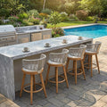 PURPLE LEAF Outdoor Counter Height Bar Stools Set of 4 26 Inch Patio Swivel Bar by Unknown