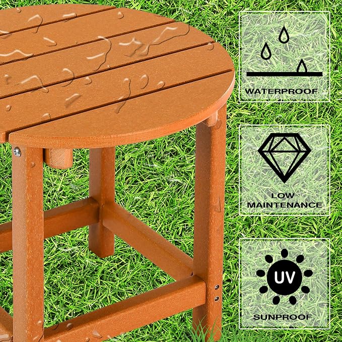 LZRS Round Adirondack Patio Side Table End Table, Outdoor Side Tables - Image 4