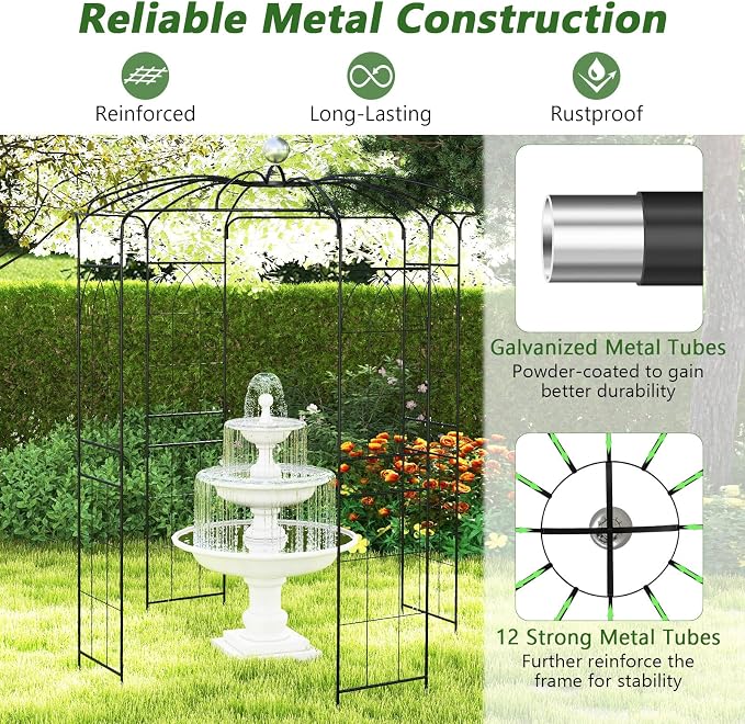 LDAILY Birdcage Shape Garden Arch, 9.3 x 6.5FT Arbor - Image 9