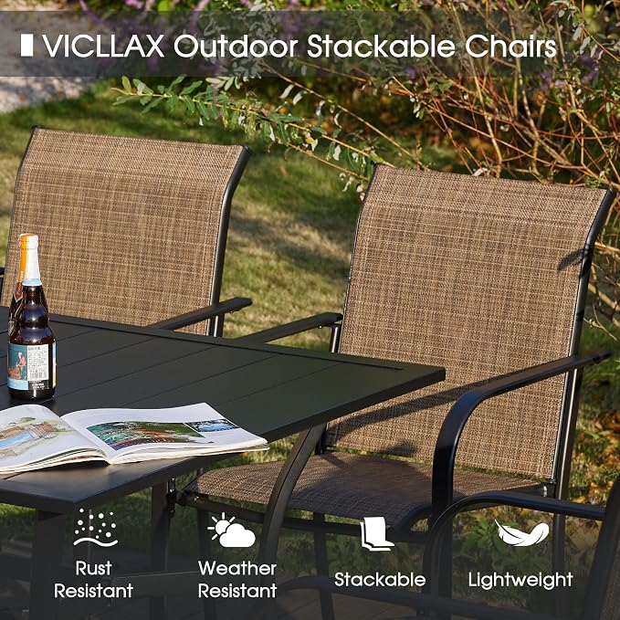 VICLLAX Large Patio Dining Furniture Set, Outdoor Dining Set - Image 4