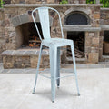 EMMA + OLIVER Commercial 30" H Distressed Green-Blue Metal Indoor-Outdoor by EMMAOLIVER