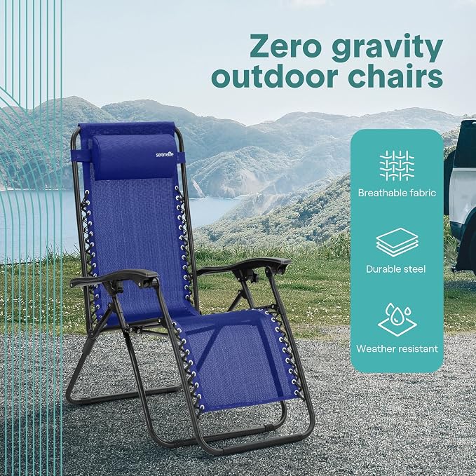 SereneLife Outdoor Zero Gravity Lounge Chair Set - Image 4