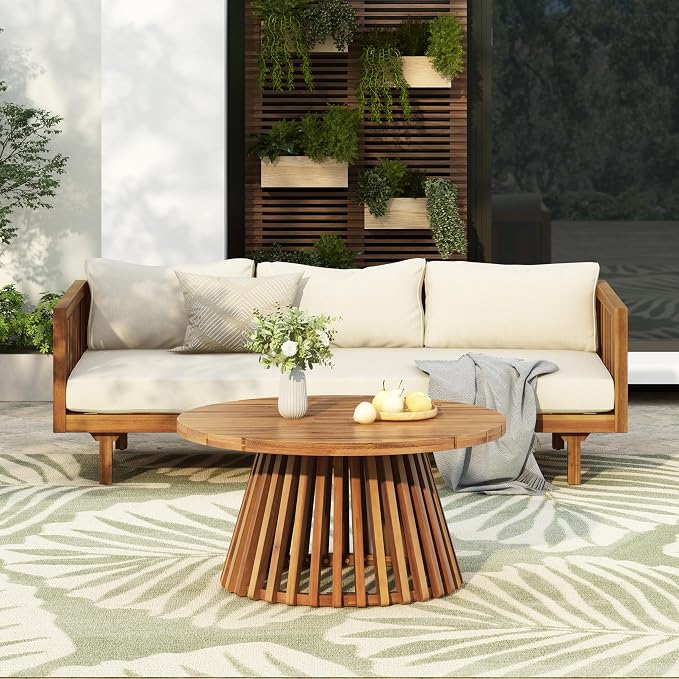 Merax Outdoor Acacia Wood Conversation Set - Image 2