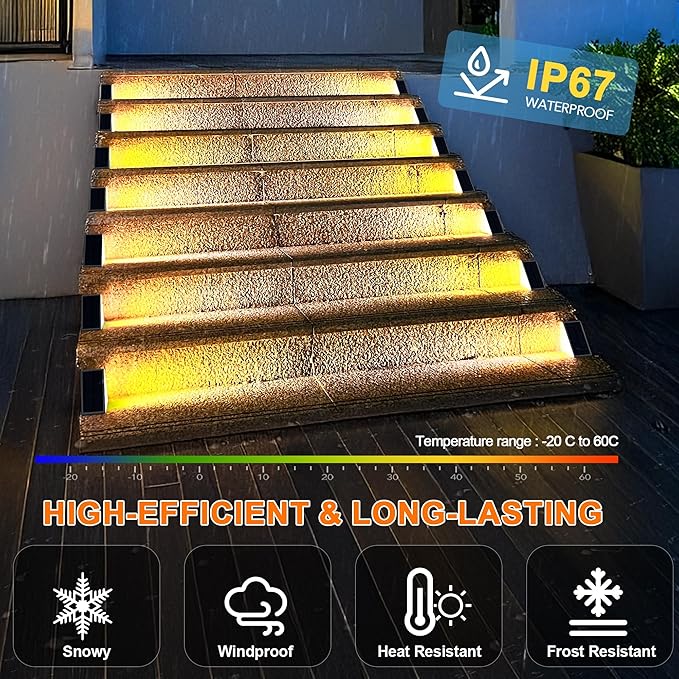 LED Solar Step Lights Waterproof Outdoor Stair Lights, Solar Deck Lights - Image 3