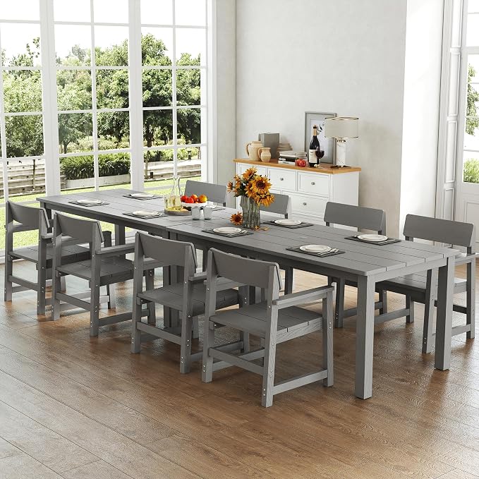 10-Piece HIPS Patio Dining Set for 8 Person Outdoor Dining Sets - Image 2