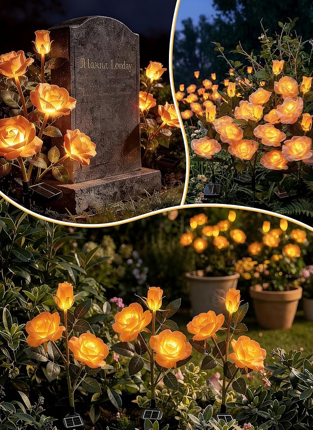 Brightown Outdoor Solar Flower Lights, 4 Pack Solar Garden Light - Image 8