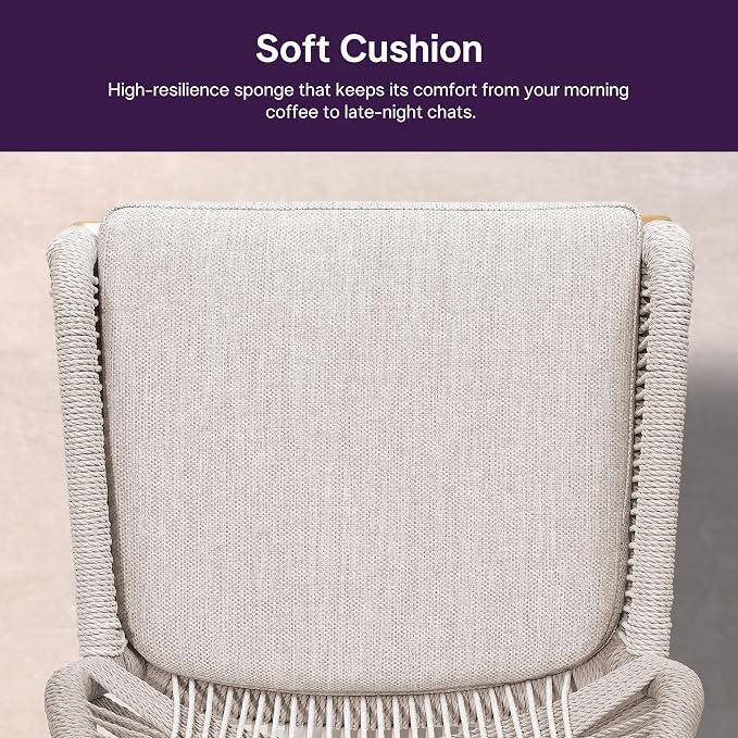 PURPLE LEAF Bar Stool 1 Piece Outdoor Bar Height Metal Stool Modern Wicker - Image 6