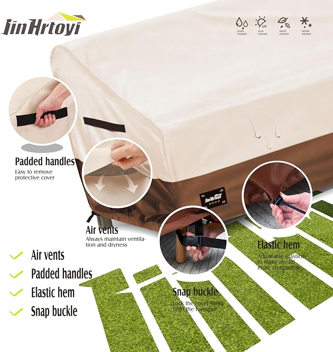 JinHrtoyi 3-Seater Outdoor Couch Cover, 85Wx38Dx35H inches Outdoor Furniture - Image 7