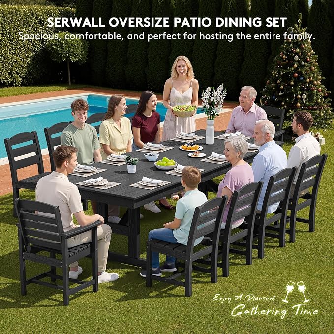SERWALL 11 Piece Outdoor Dining Set - Image 8