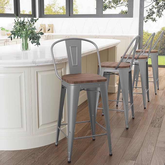 Aklaus Metal Bar Stools Set of 4, 30 inch Barstools Bar Height Bar Stool - Image 8