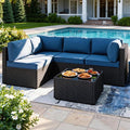 SUNLEI 5 Piece Patio Furniture Sets, Low Back All-Weather Rattan Sectional Sofa by SUNLEI