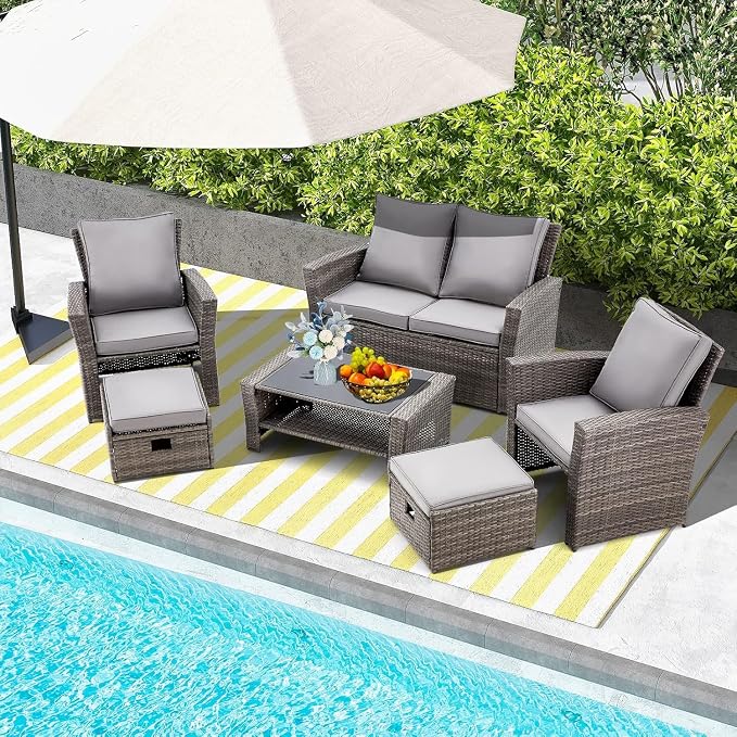 HOMREST 6 Pieces Outdoor Patio Furniture Set by HOMREST