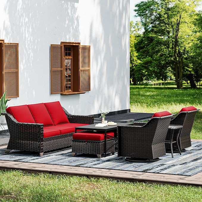 Joyside Wicker Patio Furniture Sets, 7 Pieces Upgraded Large Size Outdoor by Joyside