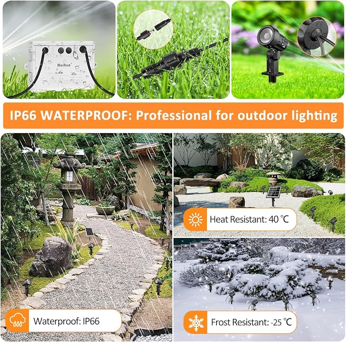 MEIHUA Solar Spotlights Outdoor 2 in 1, Solar Powered Landscape Spotlights - Image 6