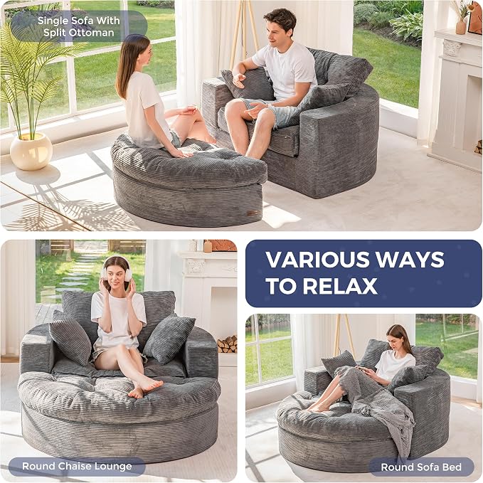 MAXYOYO Modular Sectional Chaise Lounge Sofa, Round Upholstered Lounge Chair - Image 4