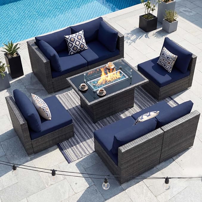NICESOUL 29.3'' High-Back Outdoor Patio Conversation Set by NICESOUL