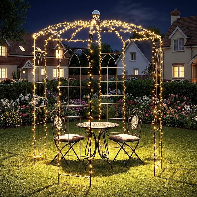 LDAILY Birdcage Shape Garden Arch, 9.3 x 6.5FT Arbor - Image 2