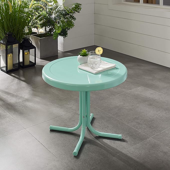 Crosley Furniture Griffith Weather Resistant Retro Metal Outdoor Side Table - Image 7