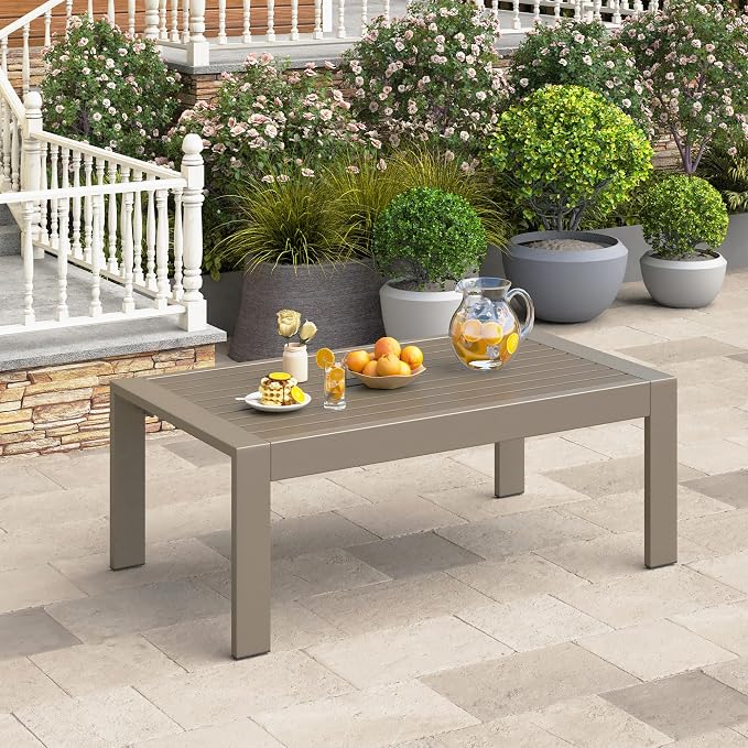 Wisteria Lane Outdoor Furniture Patio Coffee Table, Ourdoor Rectangle Coffee - Image 6