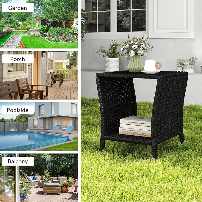 Kinfant Rattan Patio Side Table - Image 6