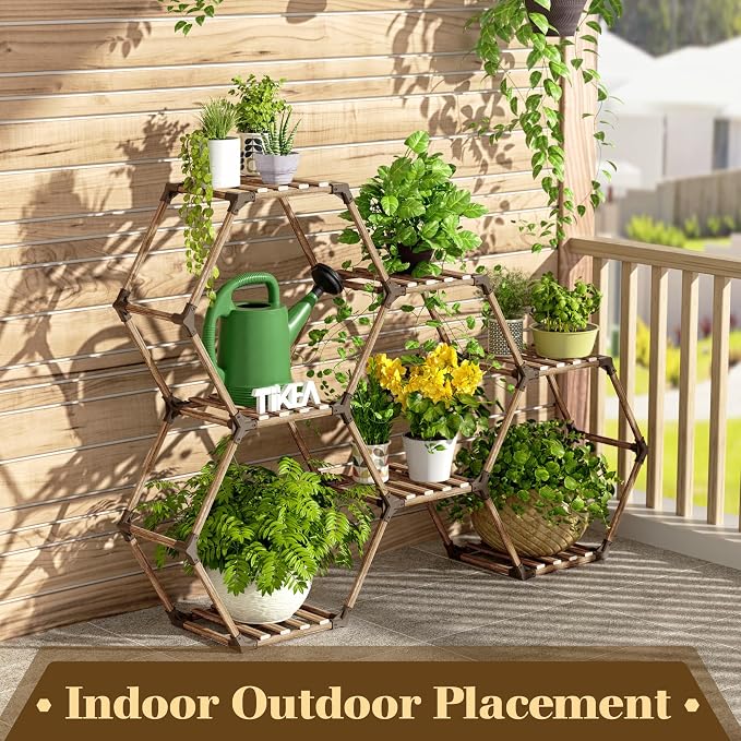 Tikea Plant Stand Indoor Outdoor Hexagonal Plant Stand - Image 7