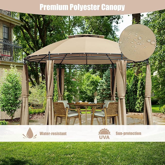 Tangkula 11.5x11.5 Ft Round Patio Gazebo, 2-Tier Dome - Image 5