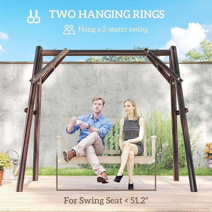 Outsunny 660 lbs Porch Swing Frame, Heavy Duty A-Frame Wooden Swing Stand - Image 4