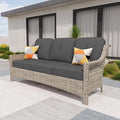 HOOOWOOO Patio Couch, Outdoor Wicker 3 Seater Sofa, All Weather Resistant High by DesignforBetterLife