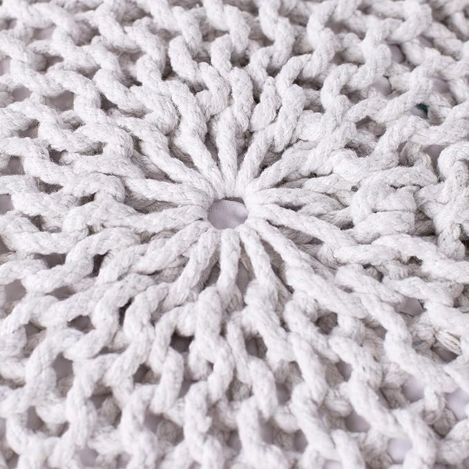 BIRDROCK HOME Round Pouf Ottoman | Cotton Braided Foot Stool - Image 7