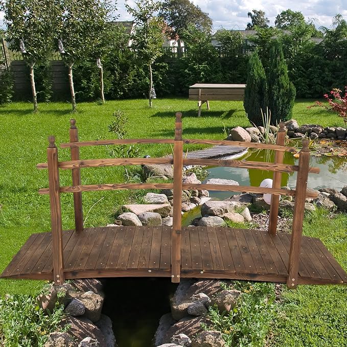 VINGLI 7.5 ft Garden Bridge, Arch Walkway Wooden Bridge - Image 7