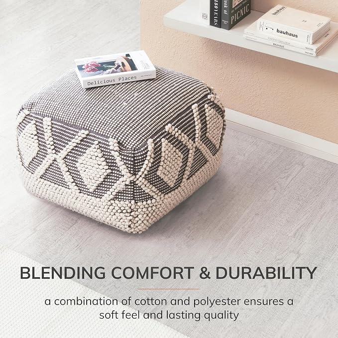 Anji Mountain 100% Handmade & Handcrafted Comfortable Home Décor Pouf Ottoman - Image 4