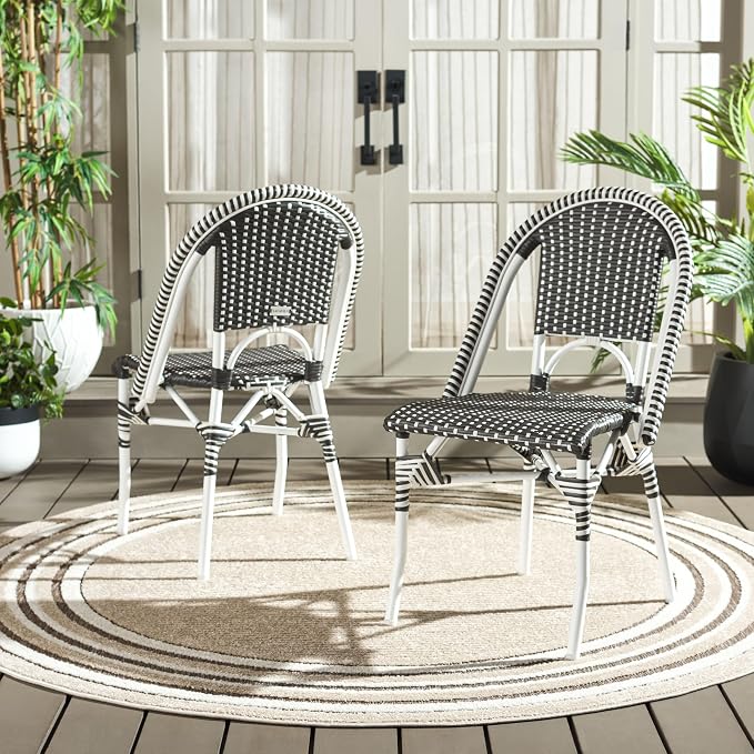 SAFAVIEH Outdoor Collection Torino Grey & White Parisian Bistro Chair Set of 2 - Image 10