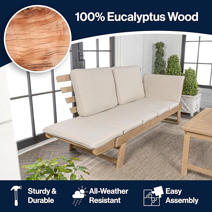 JONATHAN Y SFB1000A Hartley 2-Seat Modern Scandinavian Folding Wood Outdoor Day - Image 6