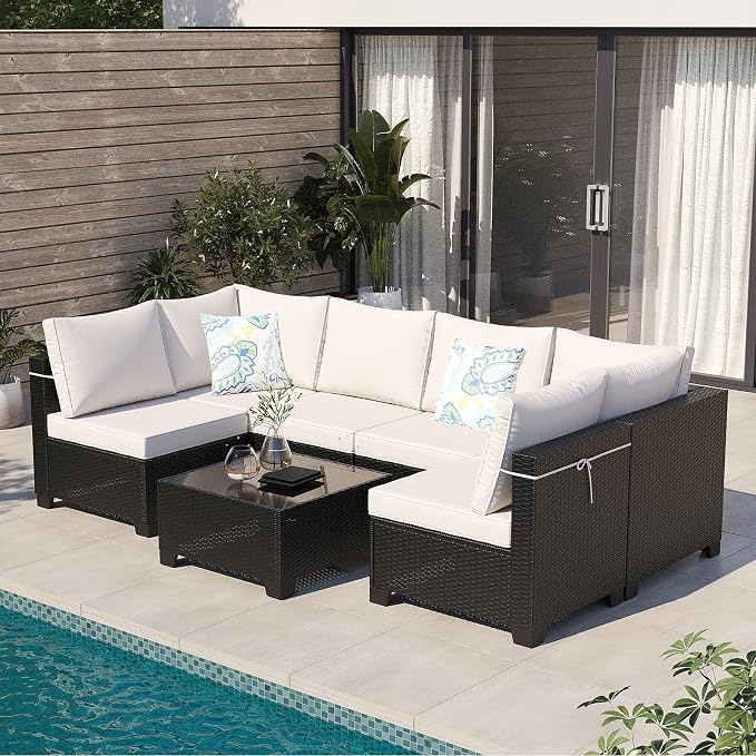 Outdoor Wicker Patio Furniture Set, Rattan Sectional Sofa Set - Image 7