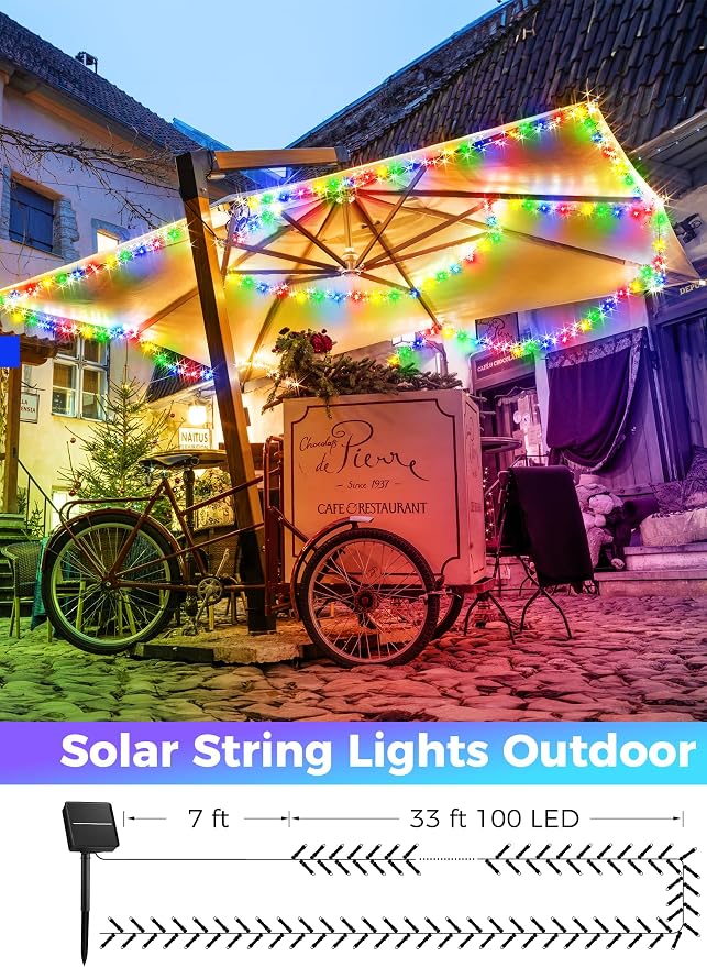 Minetom Solar String Lights Outdoor, 40FT 100 LED String Lights Solar Powered - Image 4