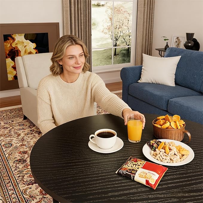 Coffee Table, 31.5" Black Round Coffee Table - Image 6